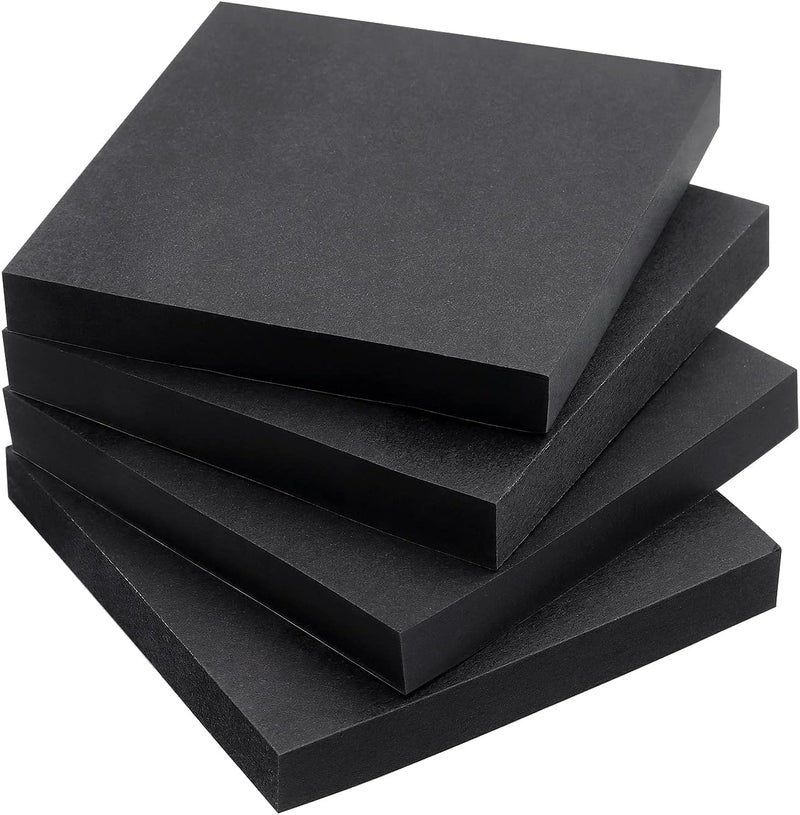 Eastern Wolf Sticky Notes 3x3 Self-Stick Notes Bright Colors Sticky Notes 4 Pads 90 Sheets/Pad (Black) - Image 1